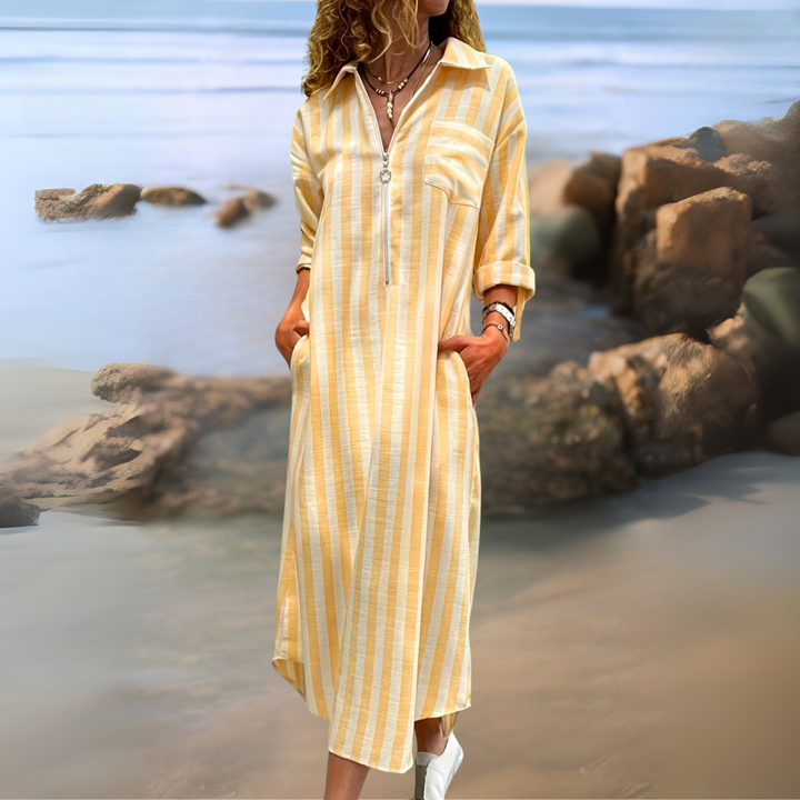 Joyce™ | Elegante gestreepte jurk met V-hals