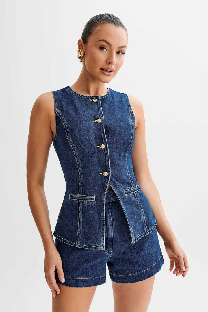 JULIA™ | Trendigt denimset med knappar