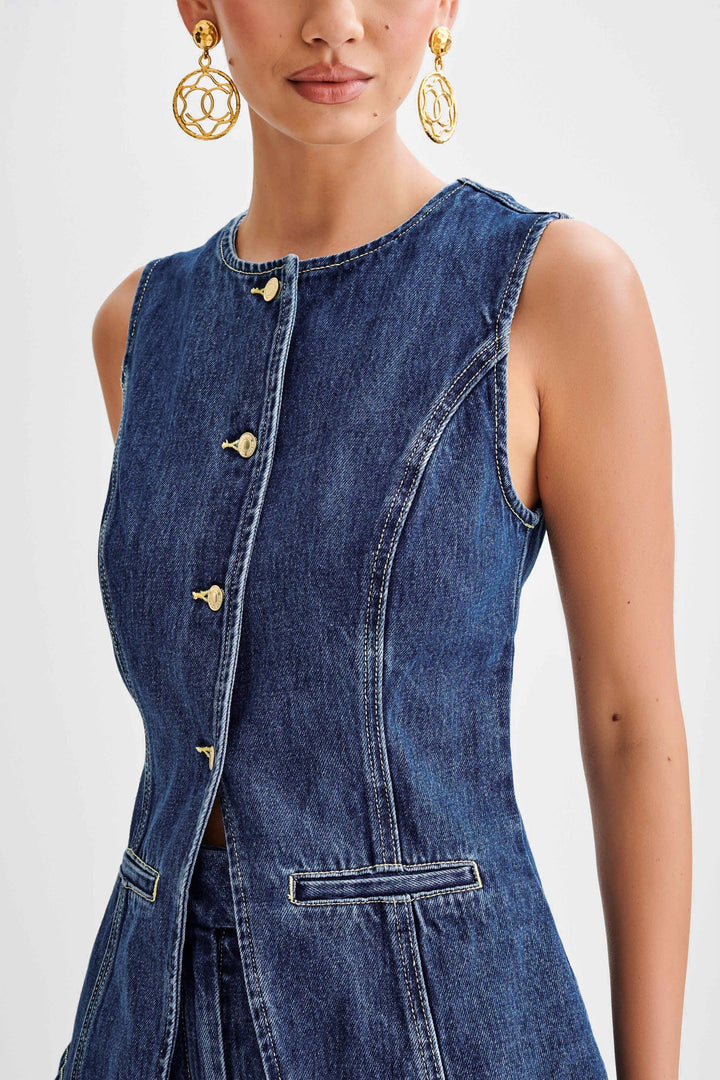 JULIA™ | Trendigt denimset med knappar