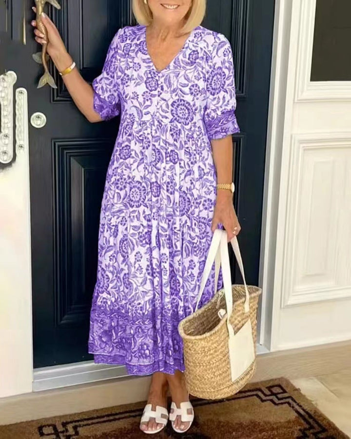 Ingrid™ | Bloemenjurk met V-hals