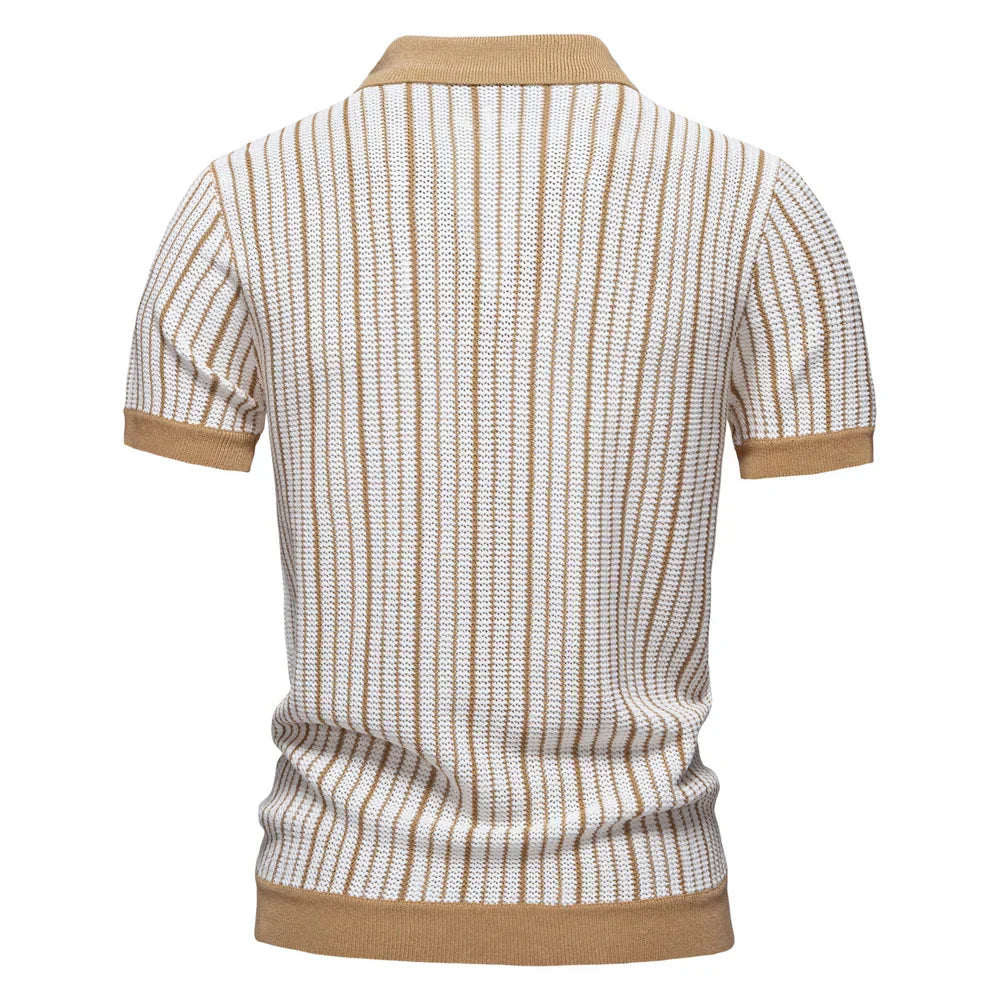 Marco | Heren gebreid overhemd retrolook met knoopsluiting