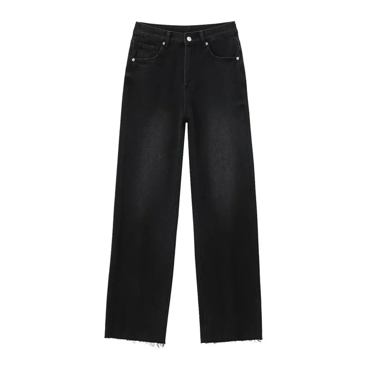 JULIA™ | Elegant Svart Jeans med Rå Finish