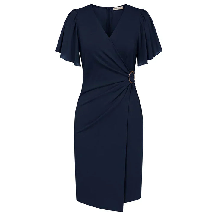 JULIA™ | Elegant beige omlottklänning