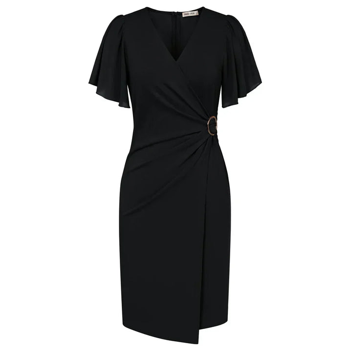 JULIA™ | Elegant beige omlottklänning