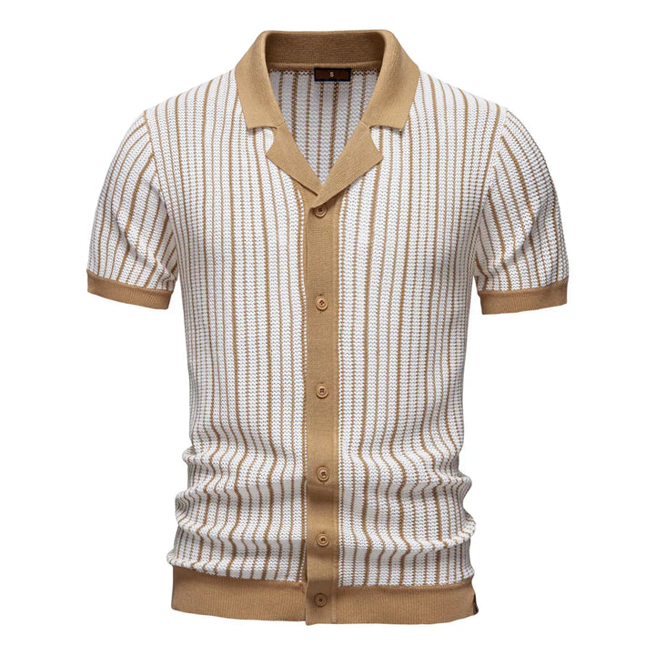 Marco | Heren gebreid overhemd retrolook met knoopsluiting