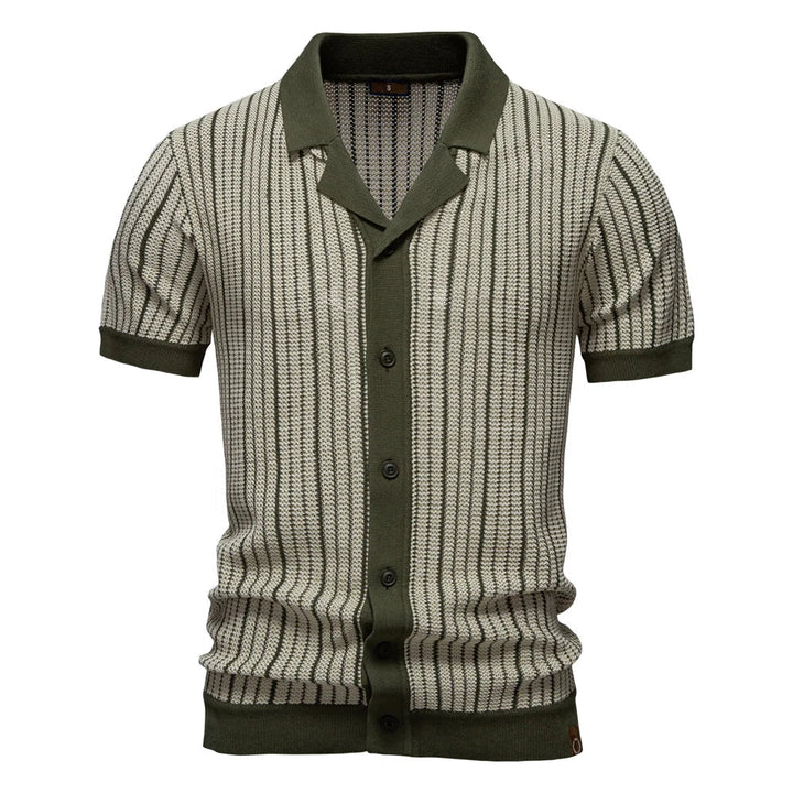 Marco | Heren gebreid overhemd retrolook met knoopsluiting