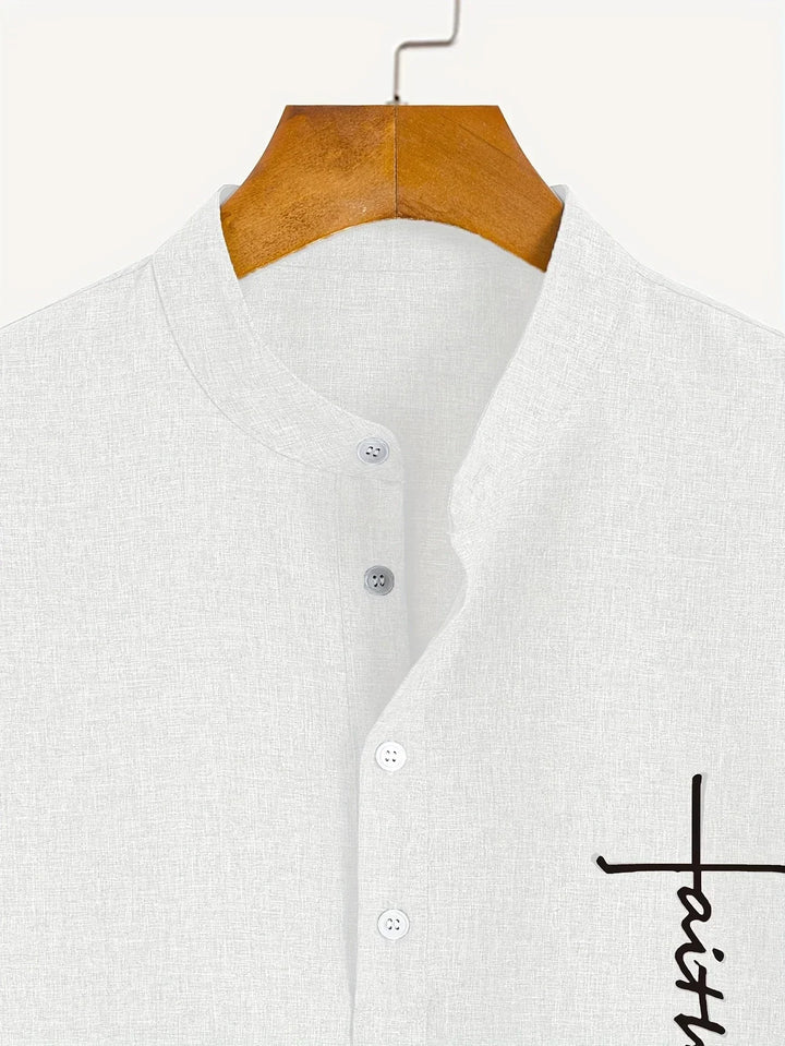 Elliott – Elegant overhemd met korte mouwen en opstaande kraag