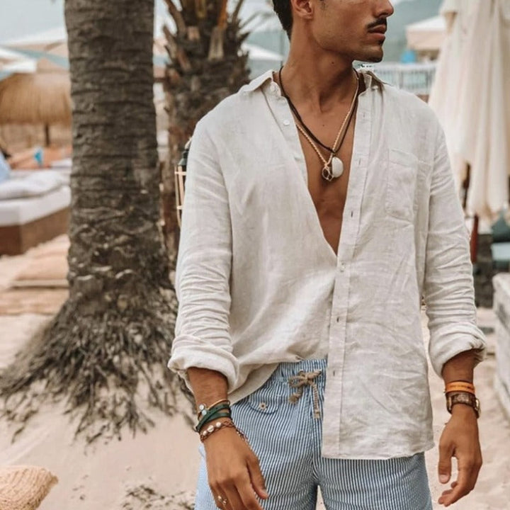Heren Casual Linnen Strandhemd voor Warme Dagen